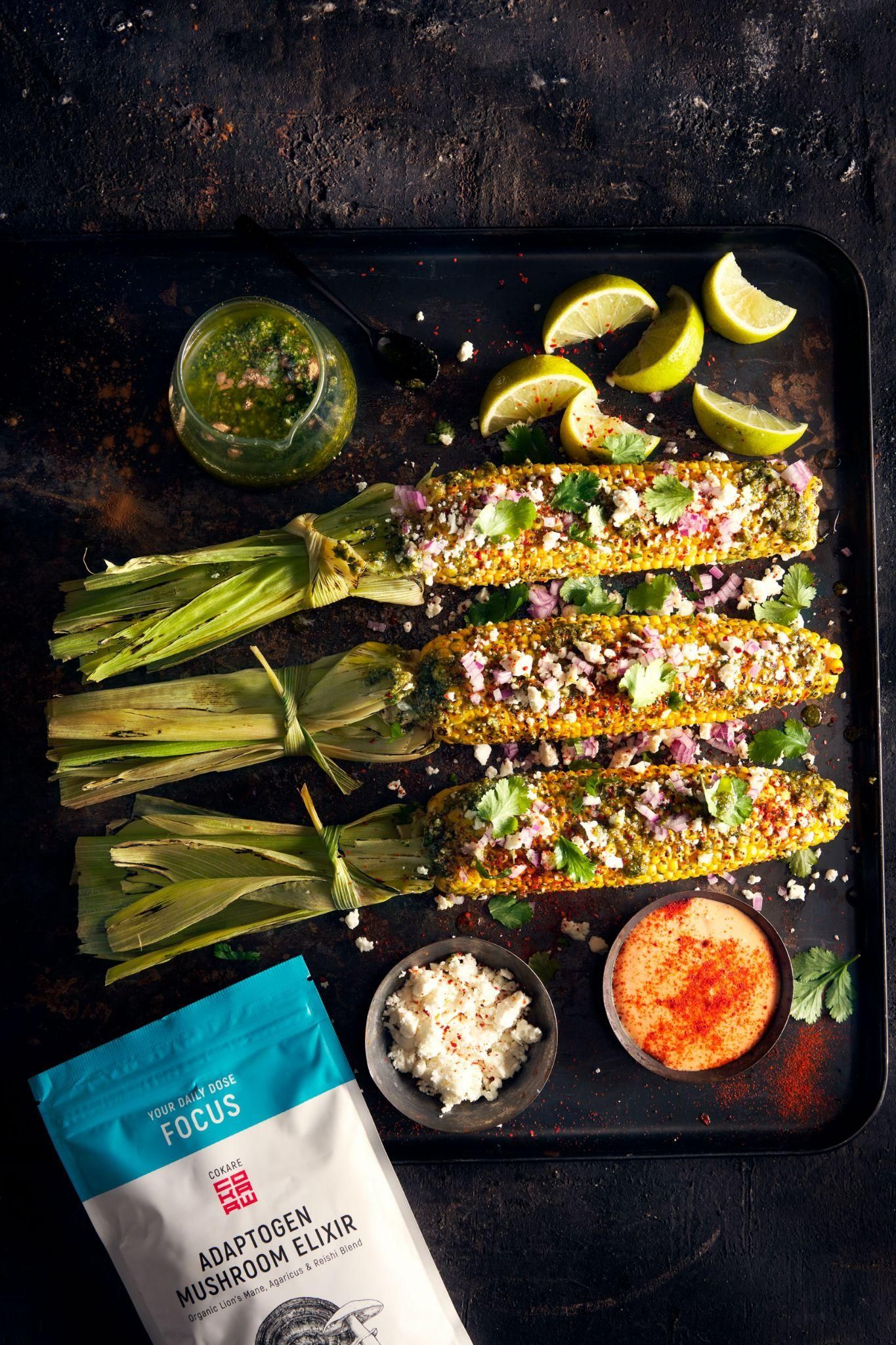 BAKED CORN ON THE COB WITH RICOTTA AND CILANTRO